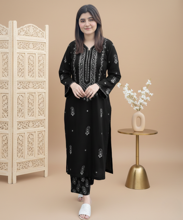 LAAM Black Embroidered 2 PC Ladies Lawn Suit – Elegant Summer Wear