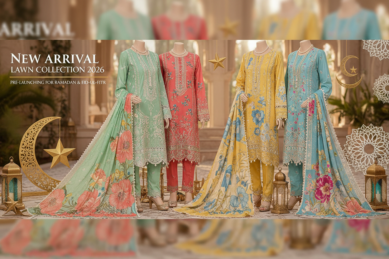 cREATE image of Pakistan Women's Clothing, New Arrival Lawn, New collection 2026 Pre Launching For Ramdan & Eid-ul-Fitr 2026