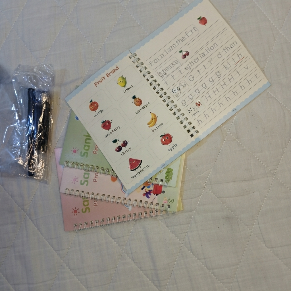 Sank Magic Practice Copybook Set for Kids – 4 Books with Pen & Refills (Reusable Handwriting Workbooks)