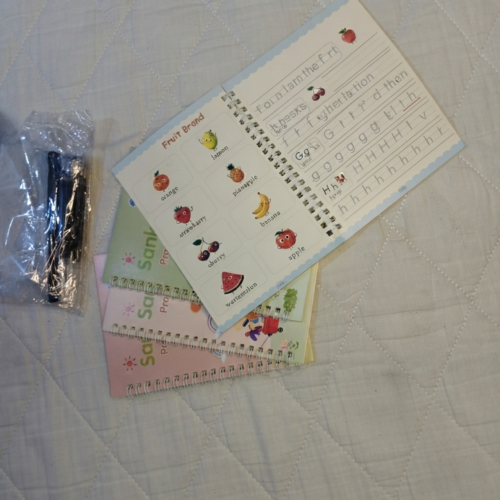 Sank Magic Practice Copybook Set for Kids – 4 Books with Pen & Refills (Reusable Handwriting Workbooks)
