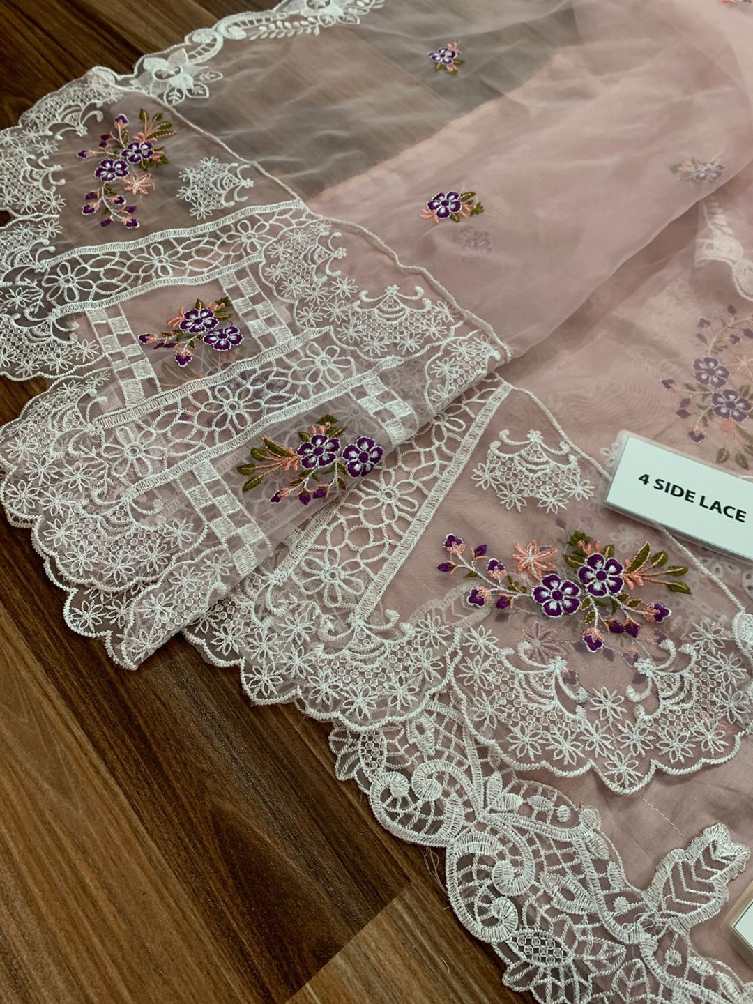 ELAF Luxury Embroidered Unstitched 3 Piece Cotton Suit with Embroidered chiffon Dupatta – Dusty Mauve | Designer Replica