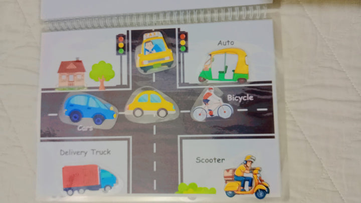 Transport Sticker Book by Maha's Mini Magic — Kids Vehicle Activity Book | Boys Sticker Book with Cars, Planes & More