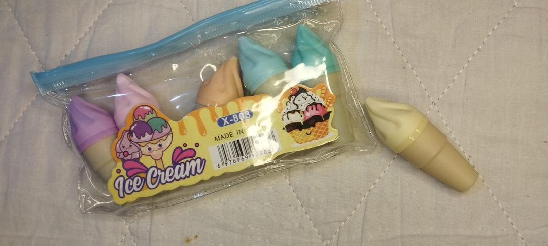 Ice Cream Cone Shaped Highlighters Set of 6 | Cute Kawaii Pastel Marker Pens for Kids | School Stationery Gift X-803