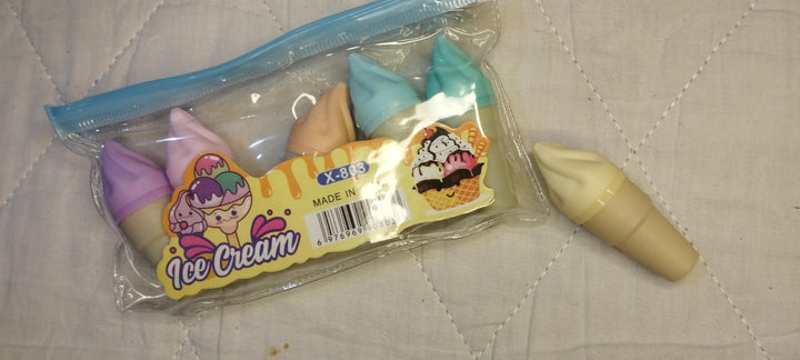 Ice Cream Cone Shaped Highlighters Set of 6 | Cute Kawaii Pastel Marker Pens for Kids | School Stationery Gift X-803