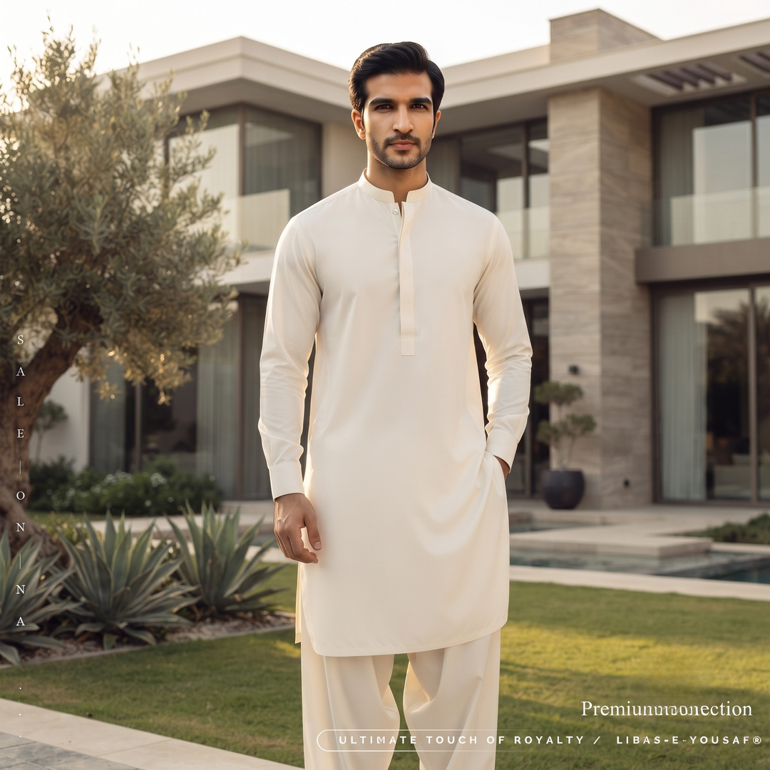 Libas-E-Yousaf American Soft Cotton Men's Unstitched 2 Piece Suit with 9 Premium Buttons – Box Packed