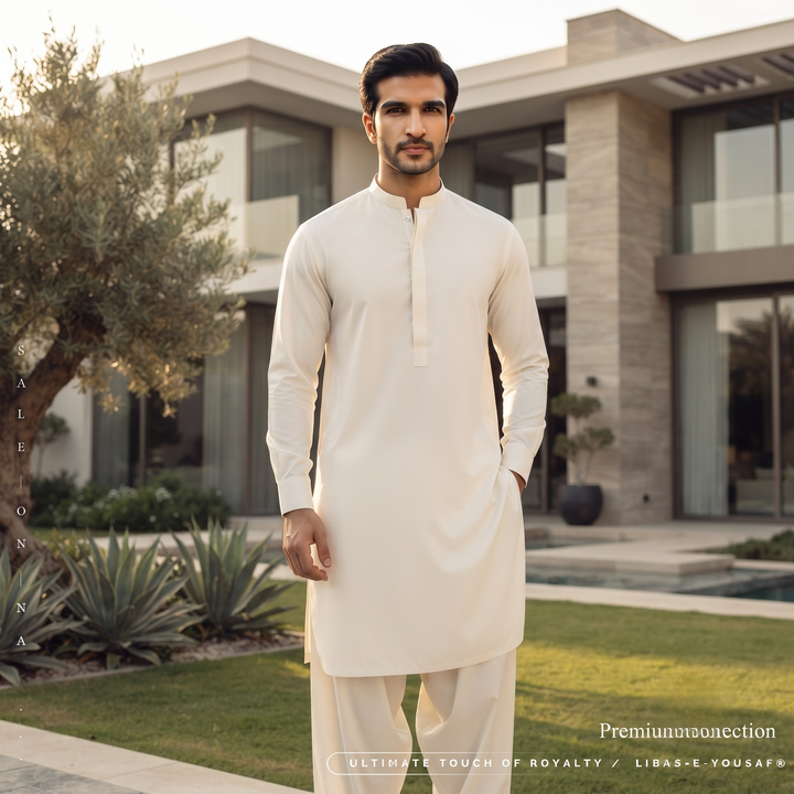 Libas-E-Yousaf American Soft Cotton Men's Unstitched 2 Piece Suit with 9 Premium Buttons – Box Packed