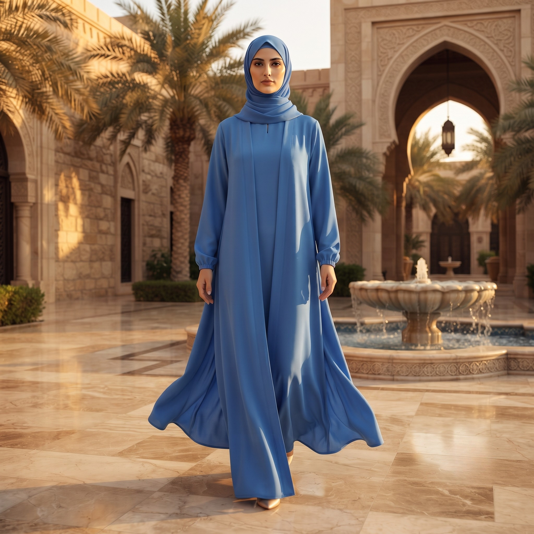 Premium Dubai Imported Plain Abaya for Women | 2 Piece Nida Abaya with Matching Hijab