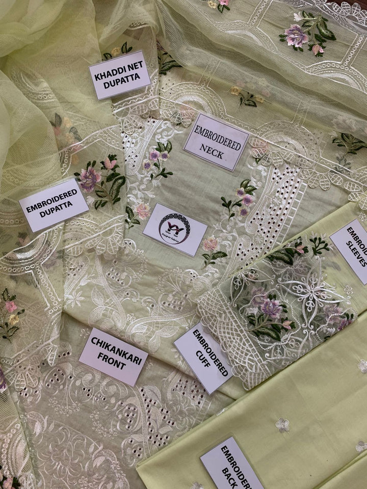 ELAF Luxury Chikankari Embroidered Lawn Suit with Organza Dupatta – Unstitched Replica