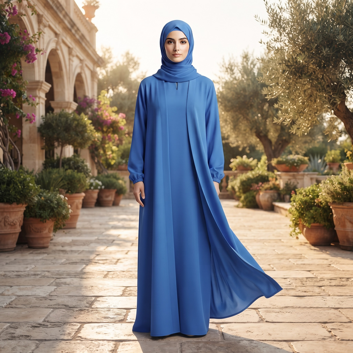 Premium Dubai Imported Plain Abaya for Women | 2 Piece Nida Abaya with Matching Hijab