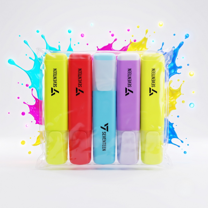 Seventeen 5-Piece Pastel Highlighter Marker Set with Reusable Storage Case