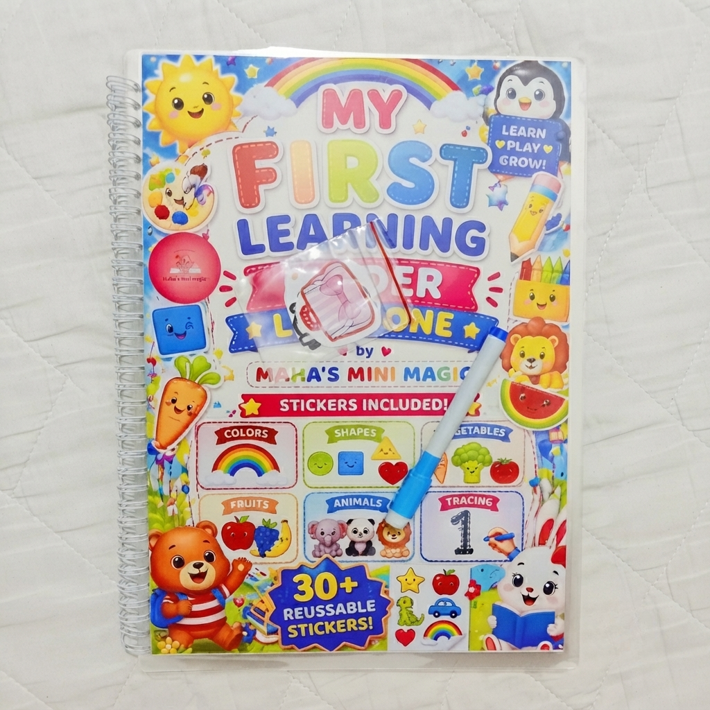 My First Learning Ladder Level One by Maha's Mini Magic — 30+ Reusable Stickers & Marker | Early Learning Workbook for Kids