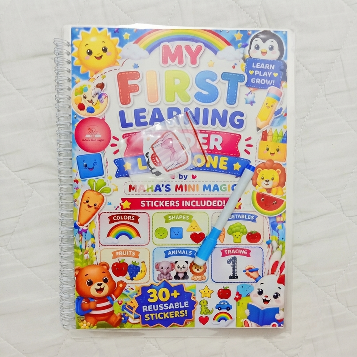 My First Learning Ladder Level One by Maha's Mini Magic — 30+ Reusable Stickers & Marker | Early Learning Workbook for Kids