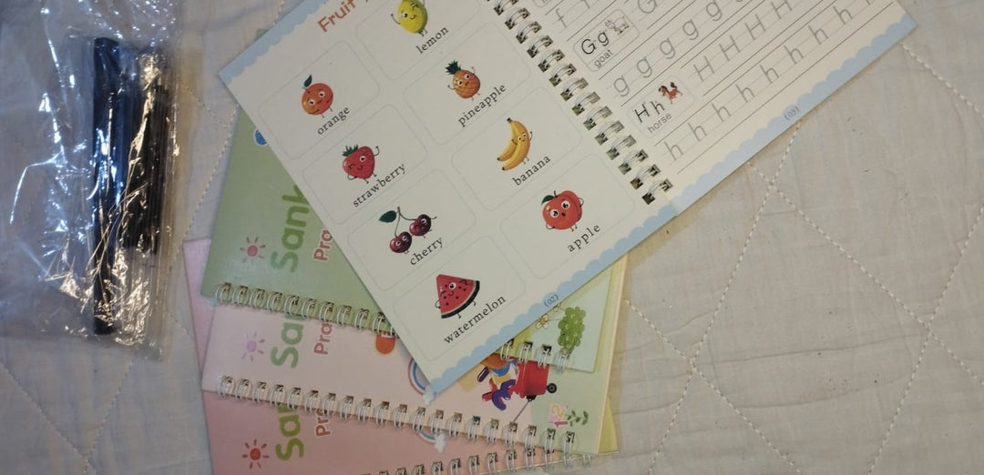Sank Magic Practice Copybook Set for Kids – 4 Books with Pen & Refills (Reusable Handwriting Workbooks)