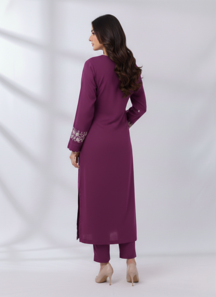 PEZWAAN Purple Embroidered Ladies Lawn Suit 2 PC – Elegant Pakistani Summer Wear