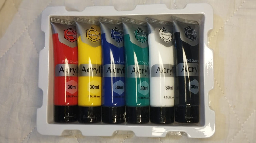 Keep Smiling Acrylic Paint Set — 6 Colors x 30ml | Quick Dry Glossy Finish Paint for Students & Artists