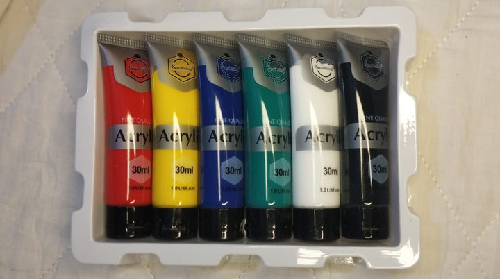 Keep Smiling Acrylic Paint Set — 6 Colors x 30ml | Quick Dry Glossy Finish Paint for Students & Artists