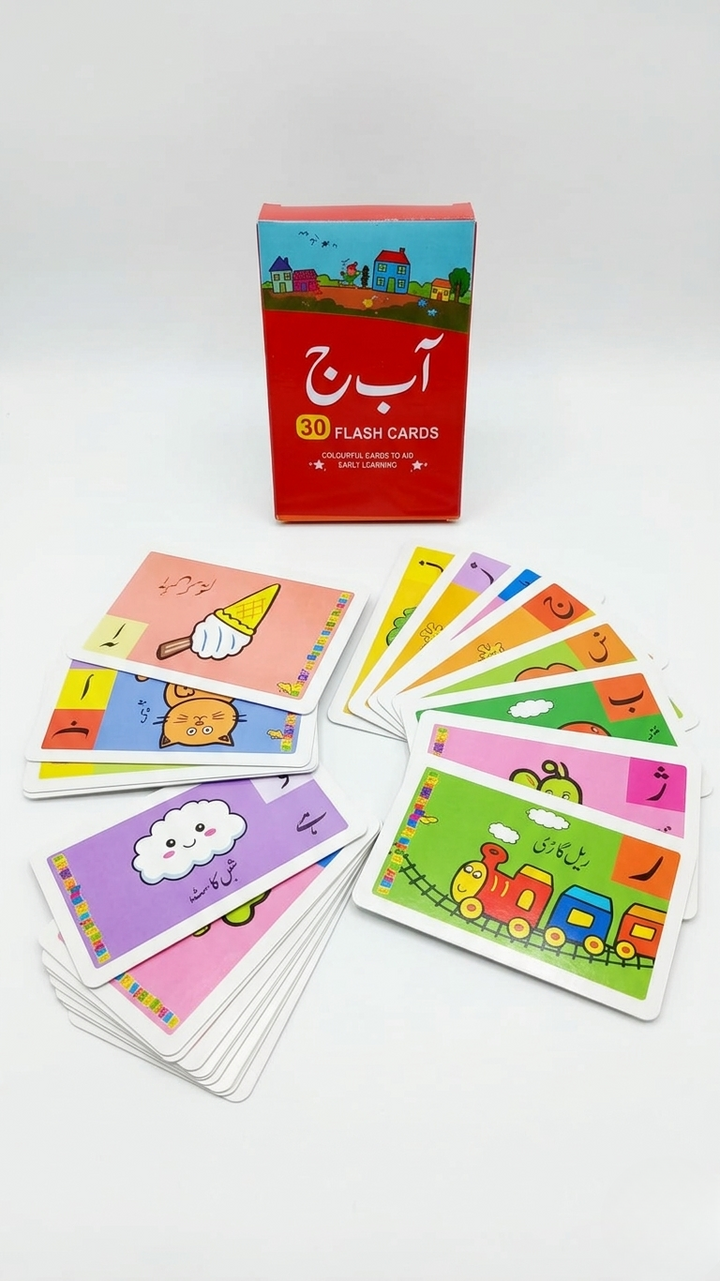 Urdu Arabic Flash Cards for Kids — Colourful Early Learning Cards | Alphabet & Vocabulary Flash Card Set