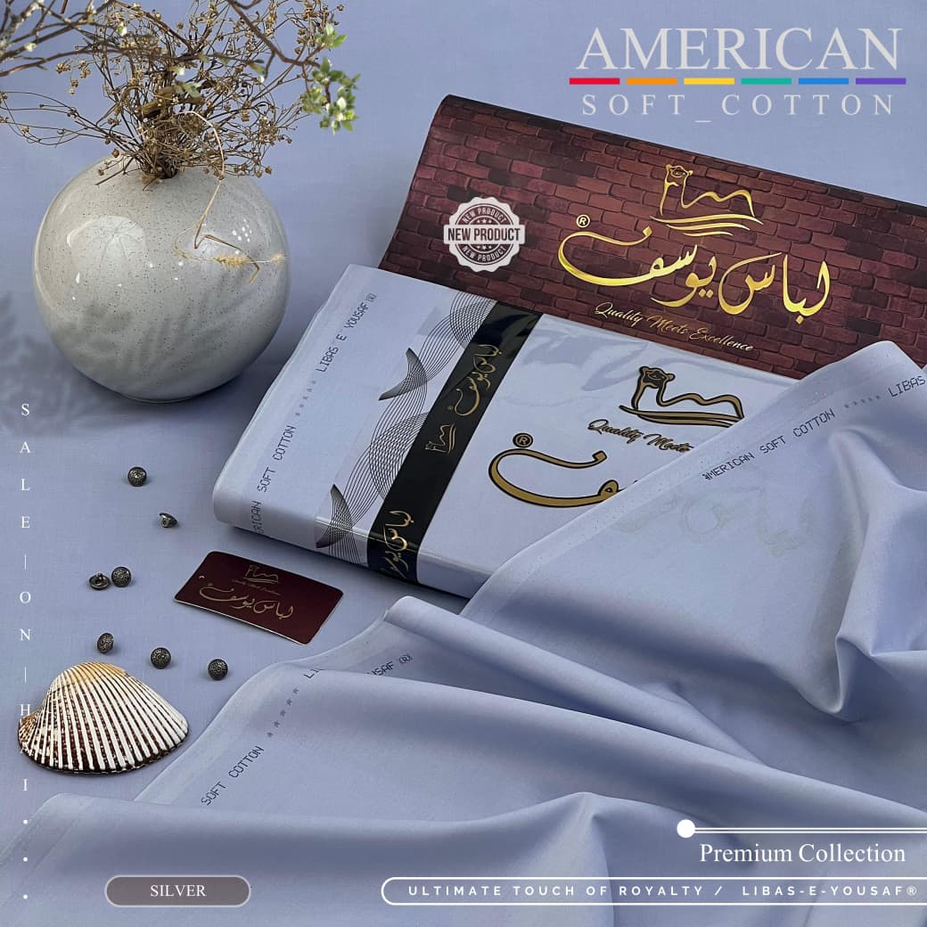 Libas-E-Yousaf American Soft Cotton Men's Unstitched 2 Piece Suit with 9 Premium Buttons – Box Packed