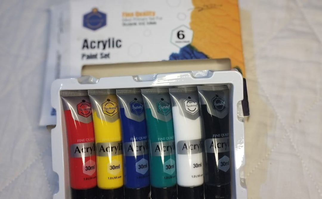 Keep Smiling Acrylic Paint Set — 6 Colors x 30ml | Quick Dry Glossy Finish Paint for Students & Artists