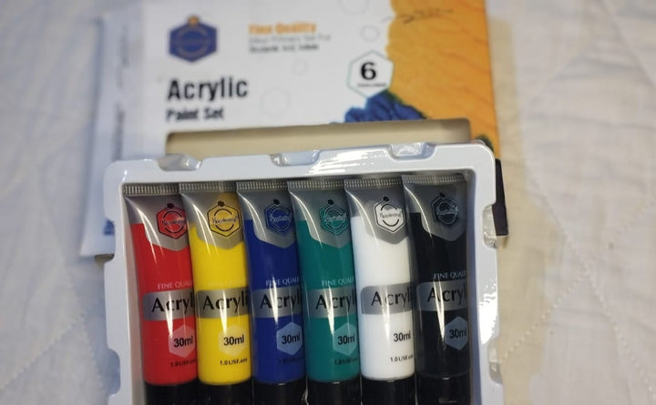 Keep Smiling Acrylic Paint Set — 6 Colors x 30ml | Quick Dry Glossy Finish Paint for Students & Artists
