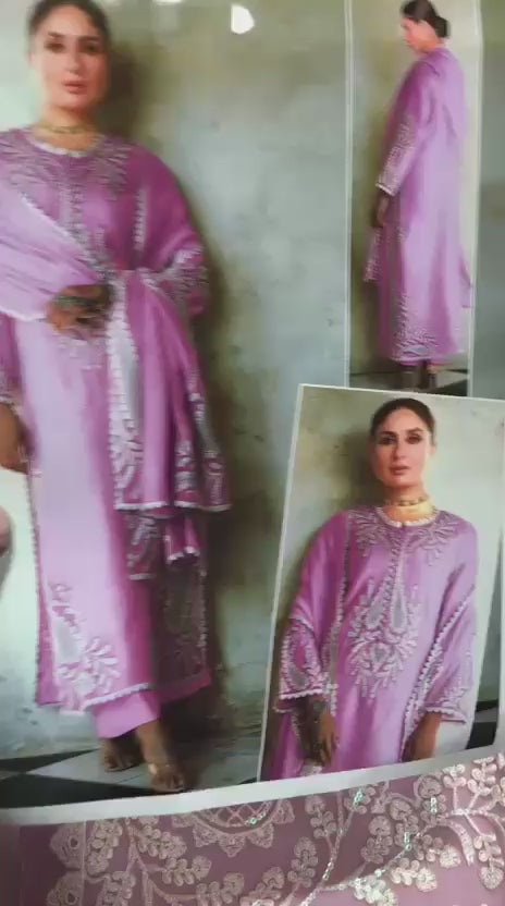 👑 Royal Heavy Embroidered Lava Silk Suit with Organza Dupatta 👑