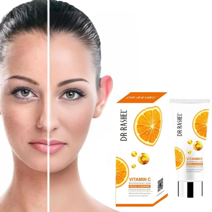 Dr. Rashel Vitamin C Brightening Facial Cleanser with Hyaluronic Acid | Deep Cleansing & Anti-Aging Formula | 80ml | Imported