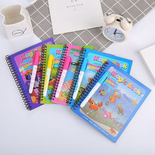 Magic Colouring Book with Water Pen | Reusable & Mess-Free Fun for Kids | Dinosaur & Cartoon Designs