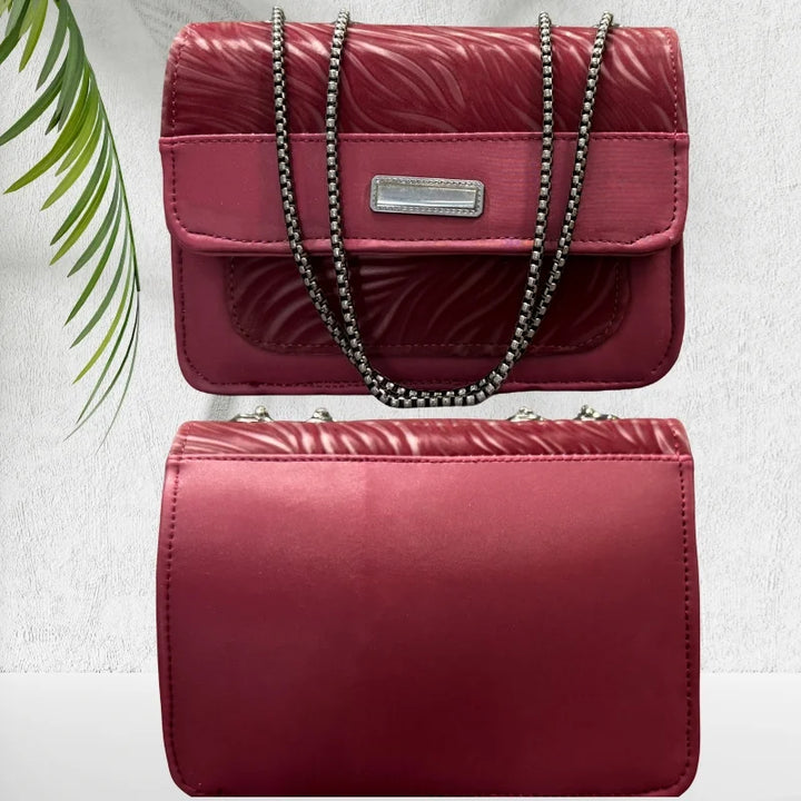Luxury Women’s Shoulder Bag in Maroon Faux Leather for Casual, Work, and Formal Use