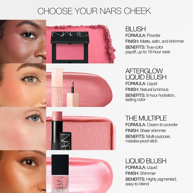 Orgasm | NARS Afterglow Liquid Blush 7ml Buildable Hydrating Blush with Sodium Hyaluronate and Vegan Protein