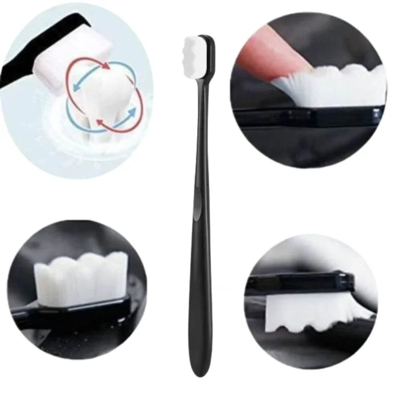 Nano Toothbrush with Travel Case – Ultra Soft Micro-Nano Bristles for Sensitive Gums | Adults & Kids | Black