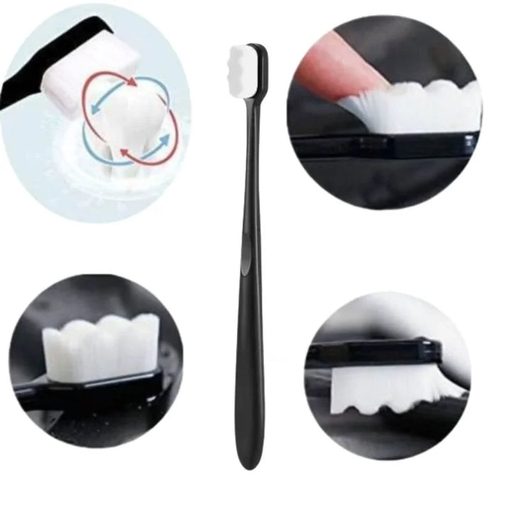 Nano Toothbrush with Travel Case – Ultra Soft Micro-Nano Bristles for Sensitive Gums | Adults & Kids | Black
