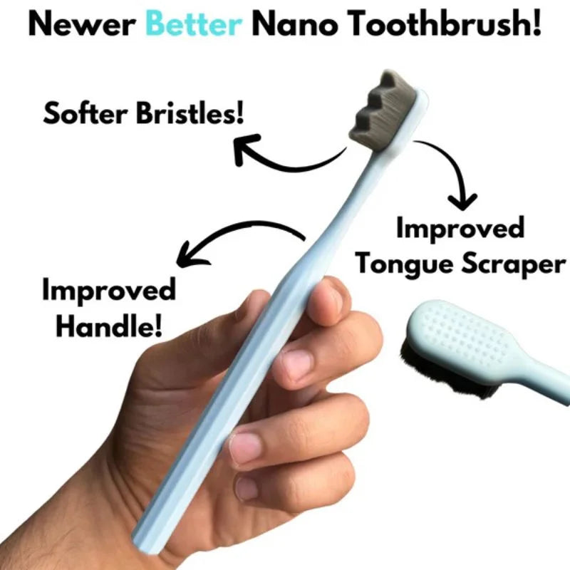 Nano Toothbrush with Travel Case – Ultra Soft Micro-Nano Bristles for Sensitive Gums | Adults & Kids | Black